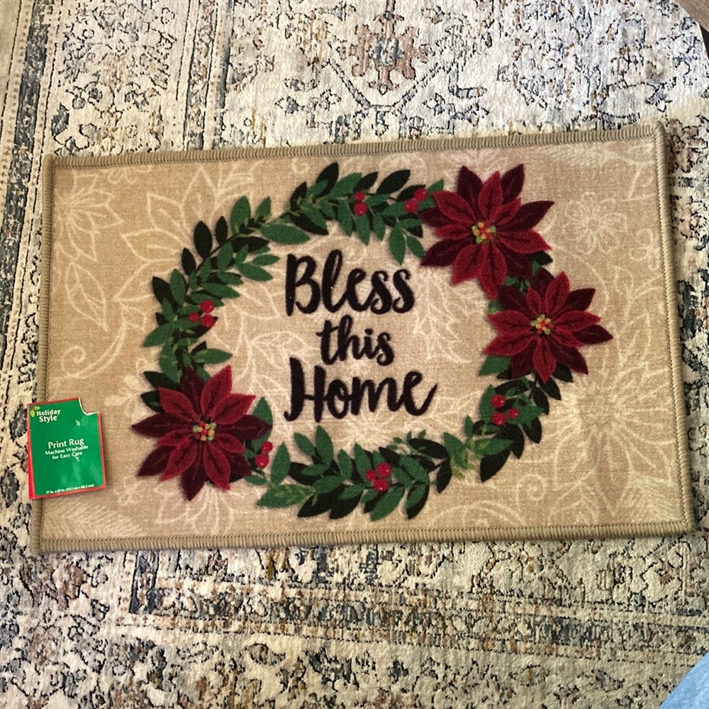 BLESS THIS HOME Christmas Doormat Rug 🎄🎅🏼🔔